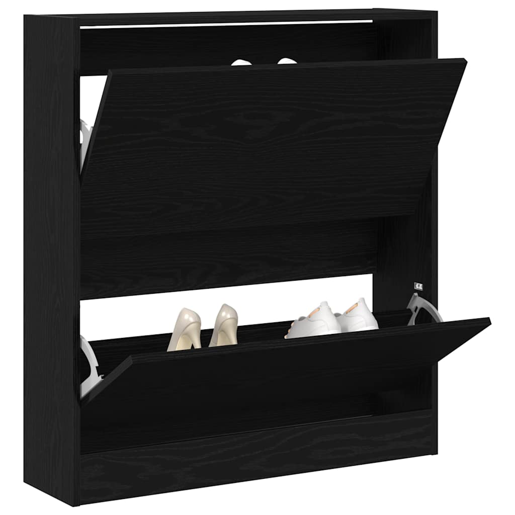 VidaXL armoire à chaussures chêne noir 80 x 21 x 87,5 cm bois d'ingénierie