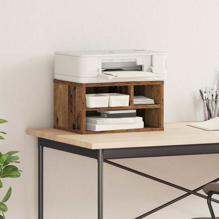Vidaxxl support d'imprimante avec rangement de vieux bois 40 x 32 x 22,5 cm bois traité
