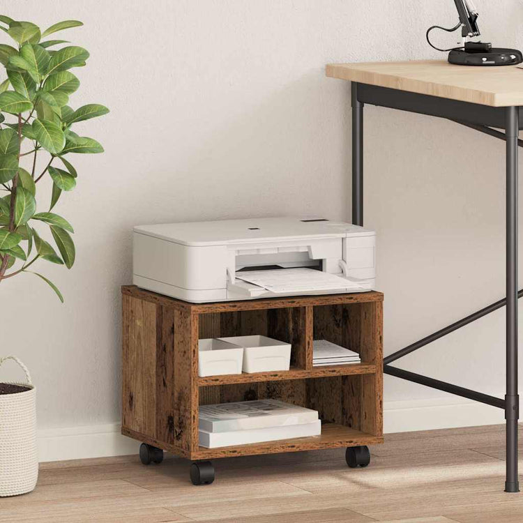 Vidaxxl support d'imprimante avec rangement vieux bois 41 x 32 x 33,5 cm bois traité