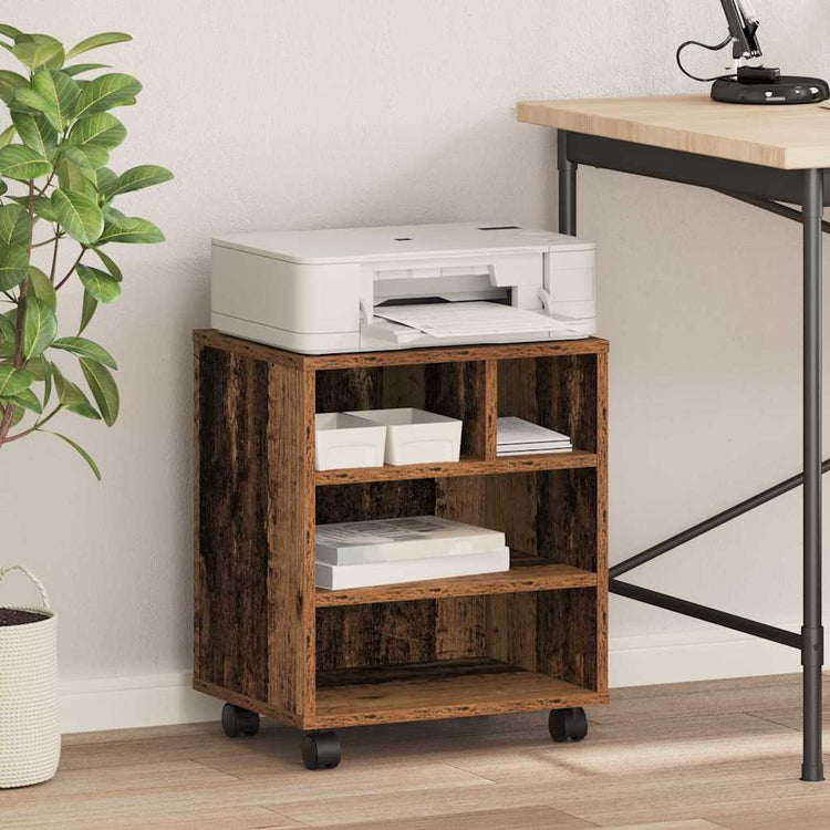 Vidaxxl support d'imprimante avec rangement de vieux bois 41 x 32 x 48 cm bois traité