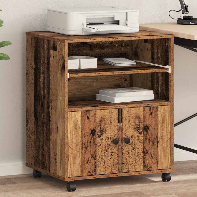Vidaxxl support d'imprimante avec rangement de vieux bois 60 x 48 x 74 cm bois traité