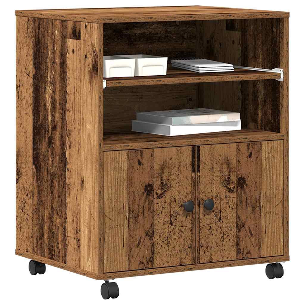 Vidaxxl support d'imprimante avec rangement de vieux bois 60 x 48 x 74 cm bois traité
