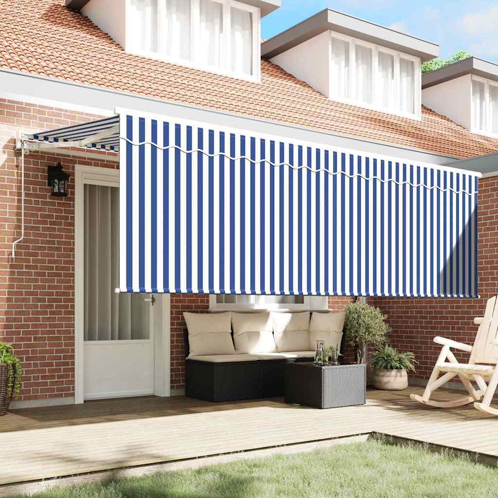 Vidaxx parasol pliant rayé bleu 350 x 200 cm en tissu
