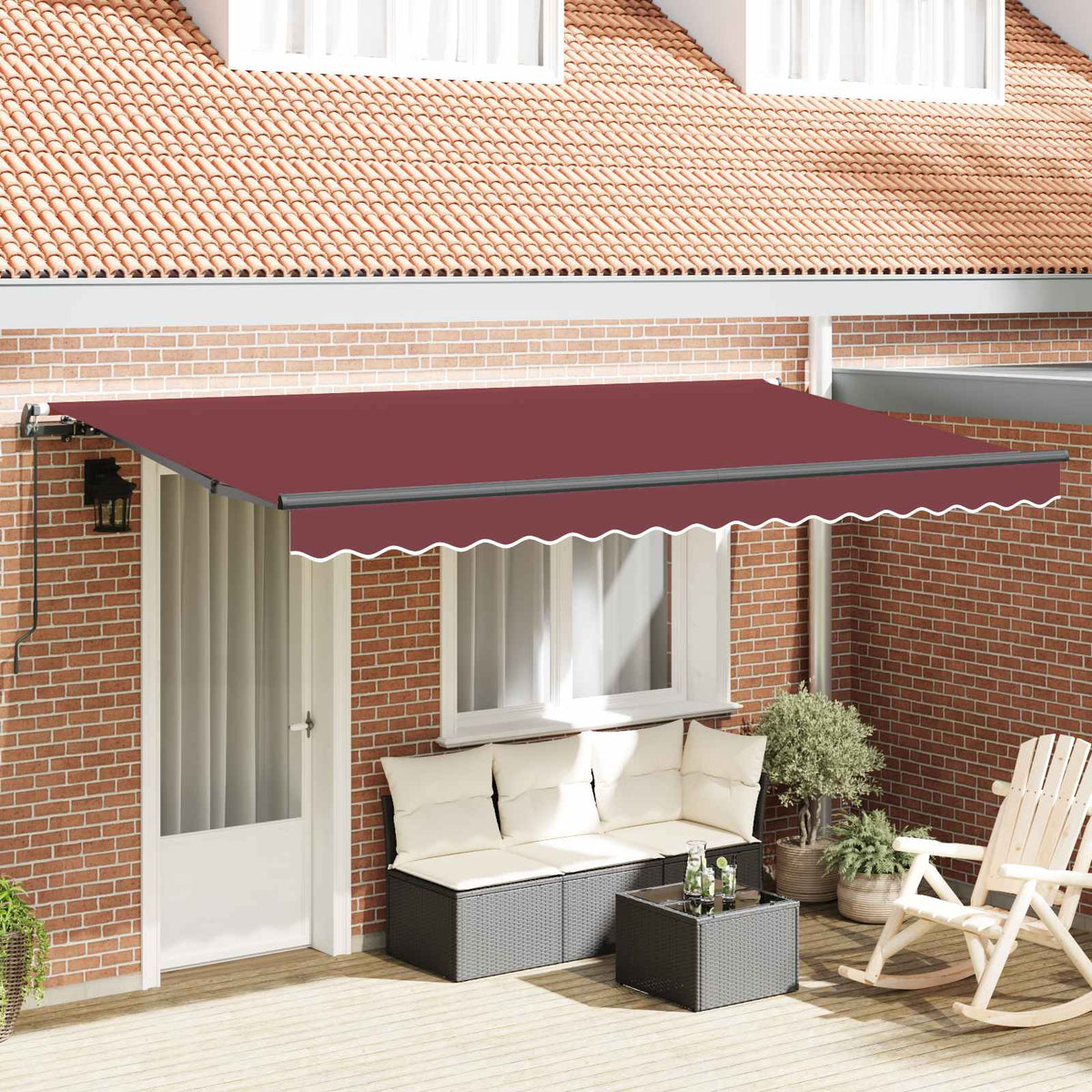 Vidaxx parasol pliant rouge bordeaux 350 x 200 cm en tissu