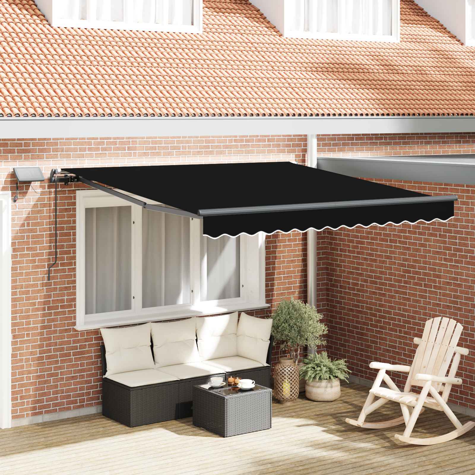 Vidaxx parasol pliable noir 350 x 250 cm en tissu