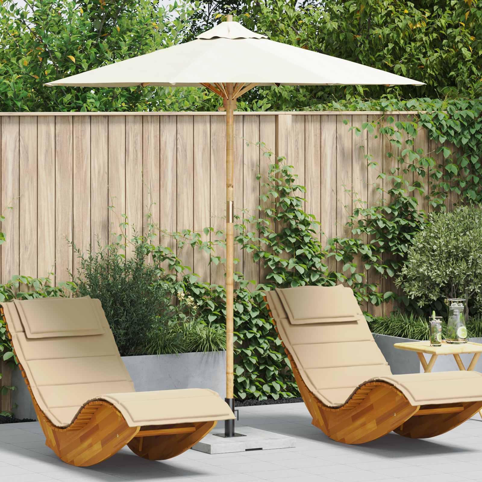 VidaXL parasol de jardin blanc crème ø 270 x 260 cm bambou