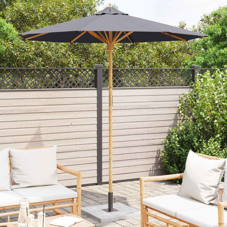 Vidaxxl parasol de jardin gris foncé ø 270 x 260 cm bambou