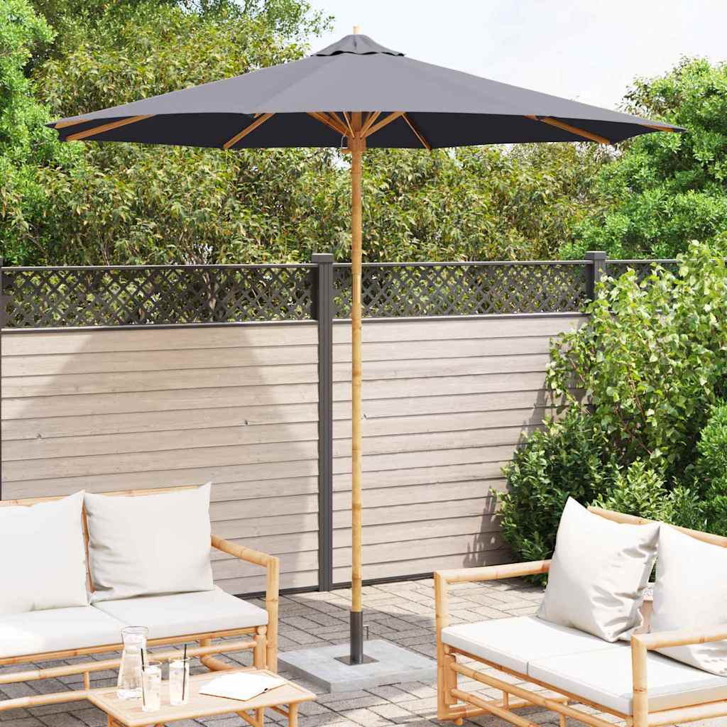 Vidaxxl parasol de jardin gris foncé ø 270 x 260 cm bambou