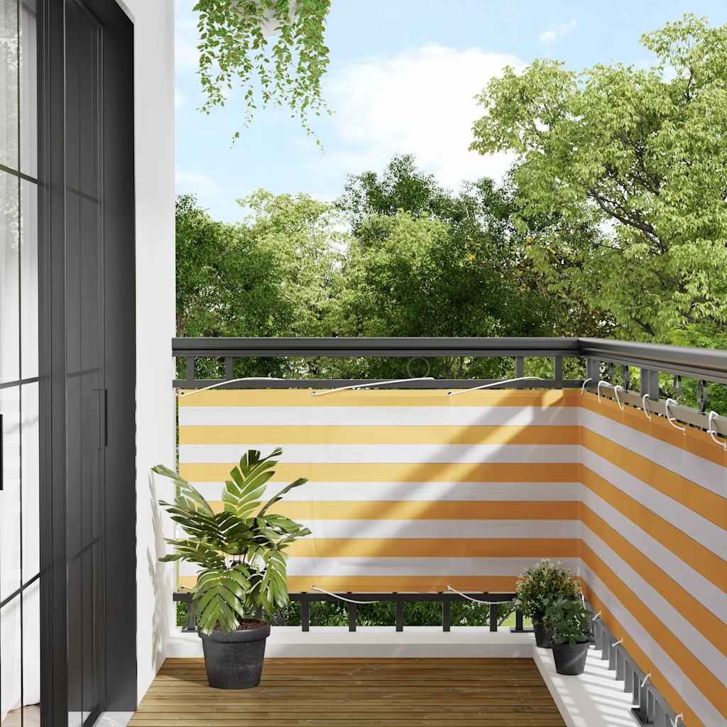 Vidaxx paravent de balcon rayé jaune et blanc 75x1000 cm
