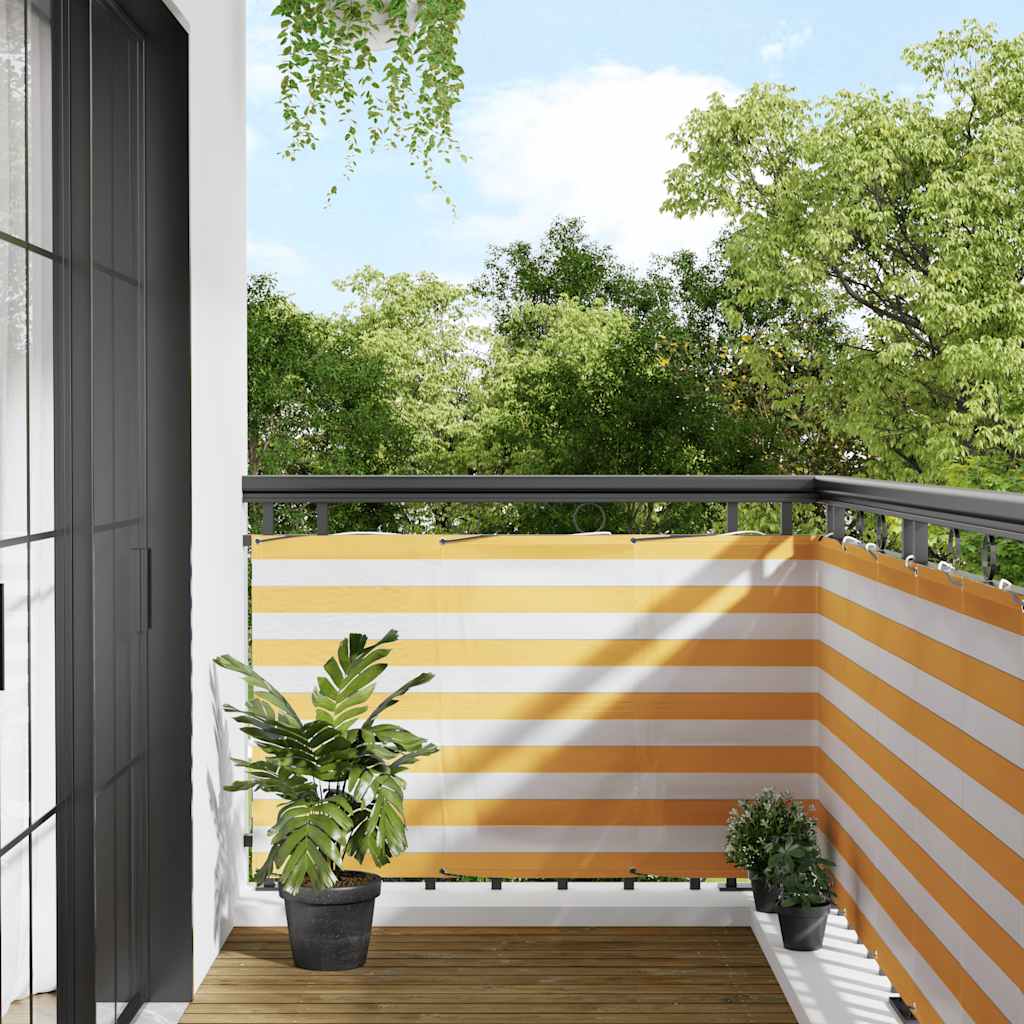 VidaXL paravent de balcon jaune et blanc rayé 90x800 cm