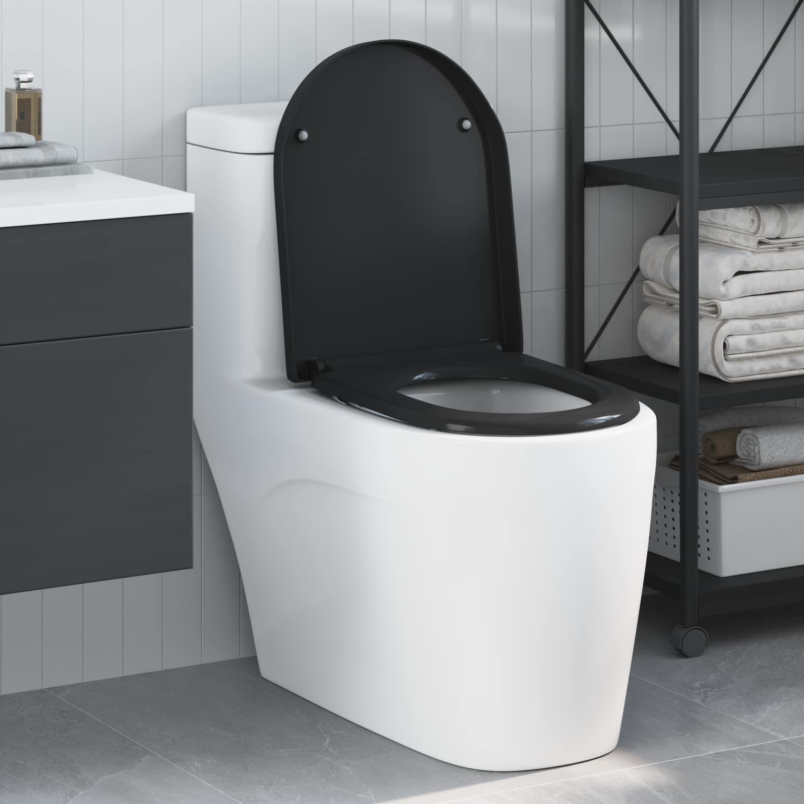 Vidaxl abattant de toilette noir 49 x 36 x 4 cm duroplastique