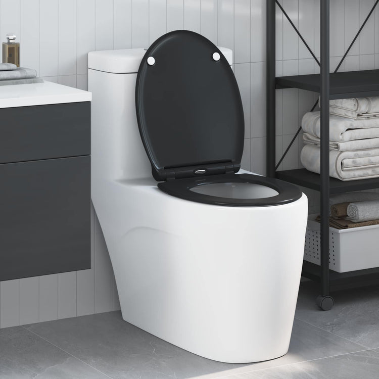 Vidaxx abattant de toilette noir 47 x 37,5 x 3,8 cm duroplastique
