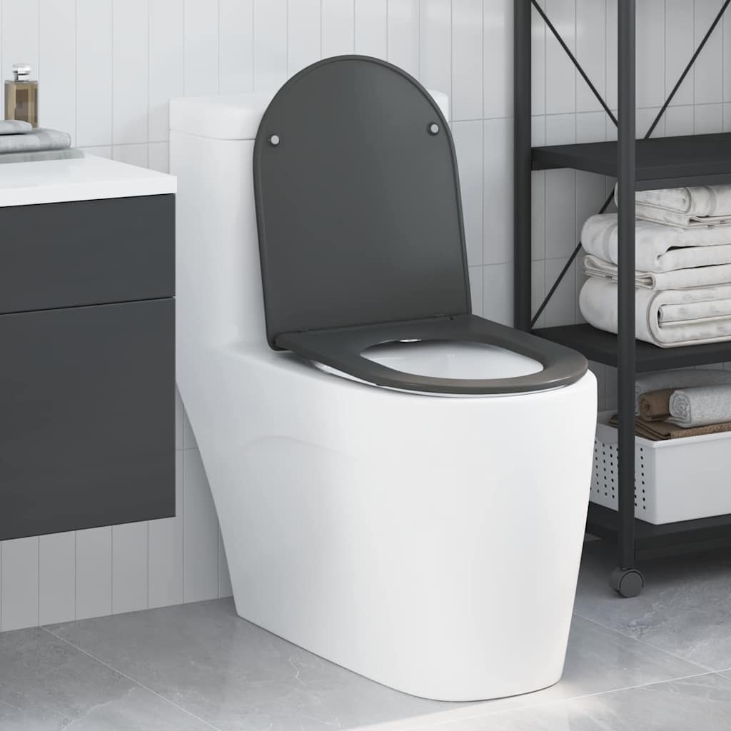 Vidaxl abattant de toilette anthracite 47 x 36 x 3,4 cm duroplastique