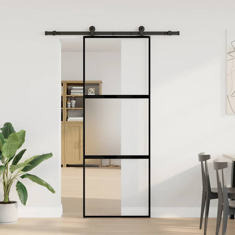 VidaXL porte coulissante avec ferrures 76x205 cm verre trempé et aluminium
