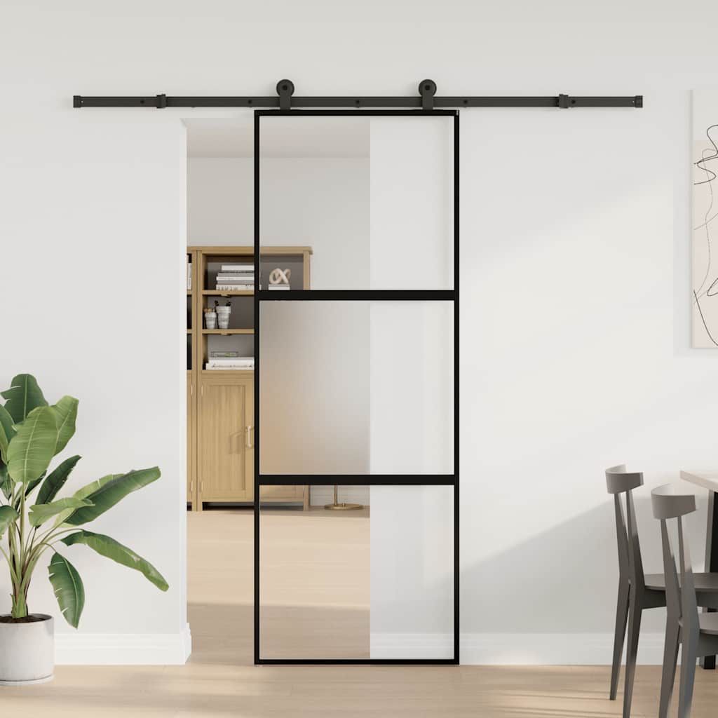 VidaXL porte coulissante avec ferrures 76x205 cm verre trempé et aluminium
