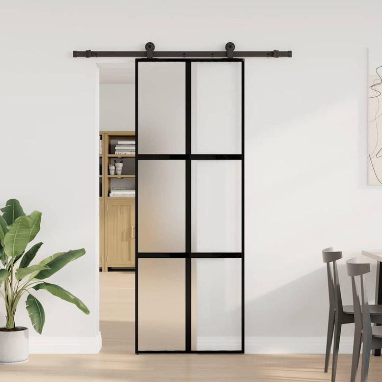 VidaXL porte coulissante avec ferrures 76x205 cm verre trempé et aluminium