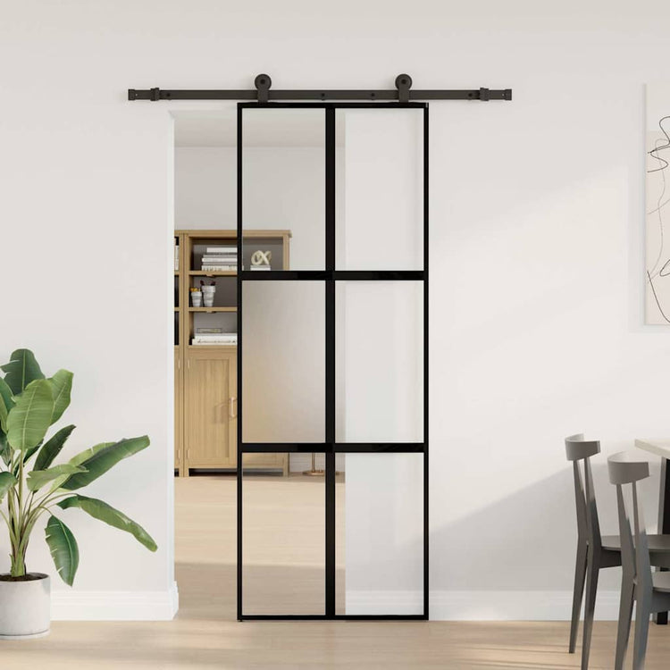 VidaXL porte coulissante avec ferrures 76x205 cm verre trempé et aluminium