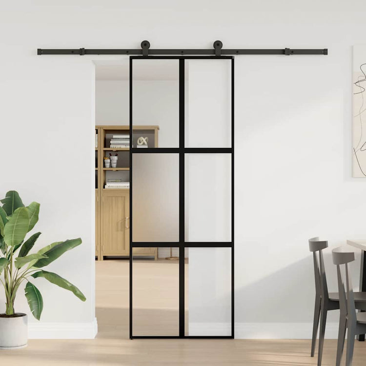 VidaXL porte coulissante avec ferrures 76x205 cm verre trempé et aluminium