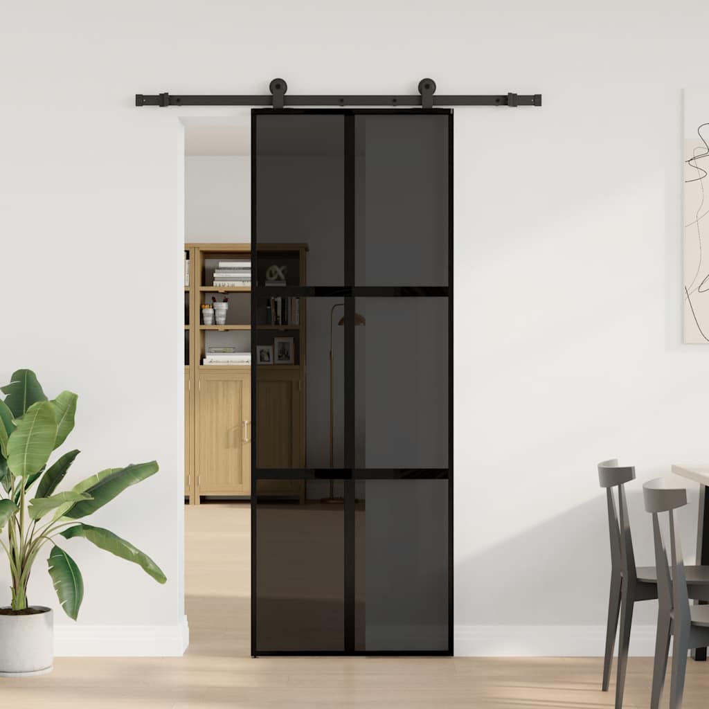 VidaXL porte coulissante avec ferrures 76x205 cm verre trempé et aluminium