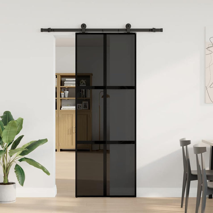 VidaXL porte coulissante avec ferrures 76x205 cm verre trempé et aluminium