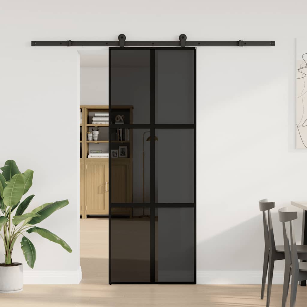 VidaXL porte coulissante avec ferrures 76x205 cm verre trempé et aluminium