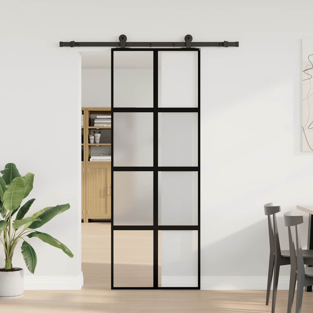 VidaXL porte coulissante avec ferrures 76x205 cm verre trempé et aluminium