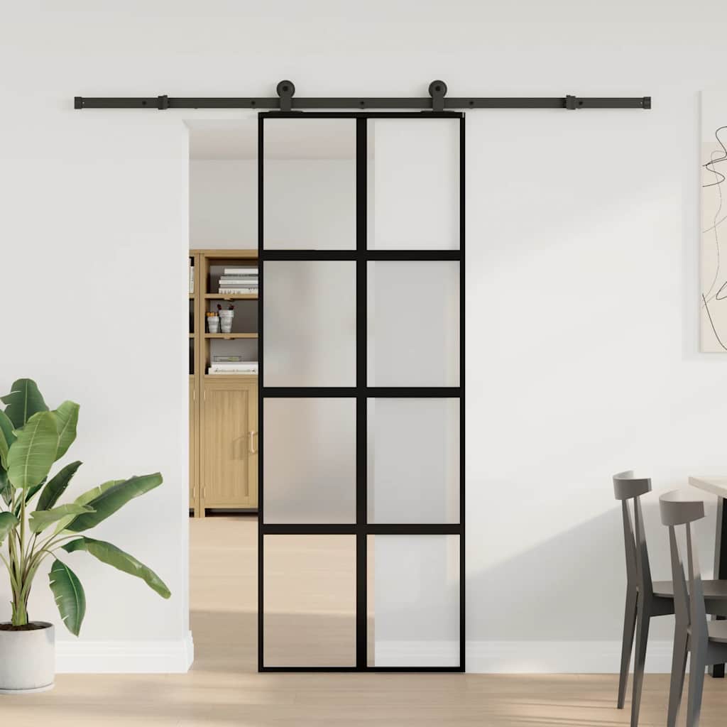 VidaXL porte coulissante avec ferrures 76x205 cm verre trempé et aluminium