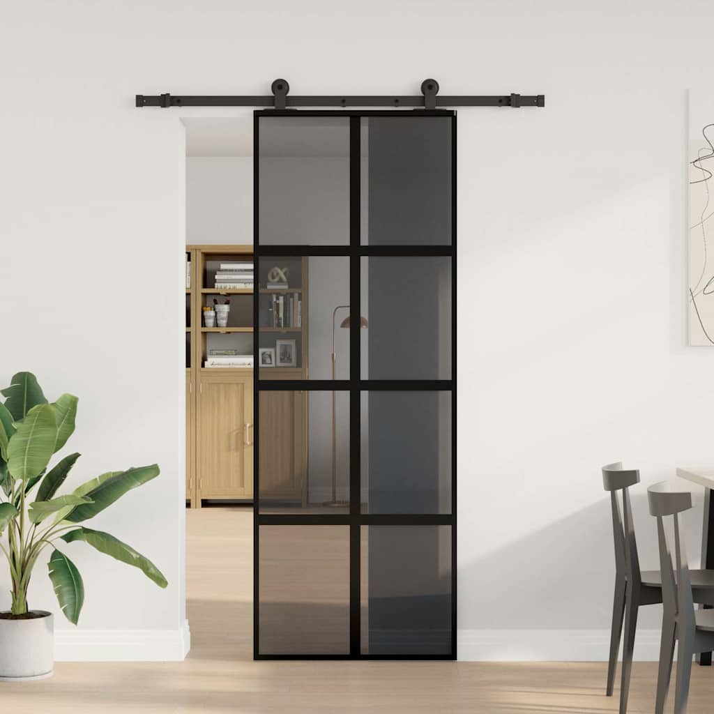 VidaXL porte coulissante avec ferrures 76x205 cm verre trempé et aluminium