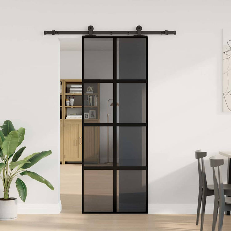 VidaXL porte coulissante avec ferrures 76x205 cm verre trempé et aluminium