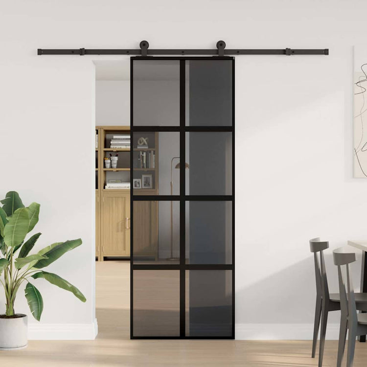 VidaXL porte coulissante avec ferrures 76x205 cm verre trempé et aluminium