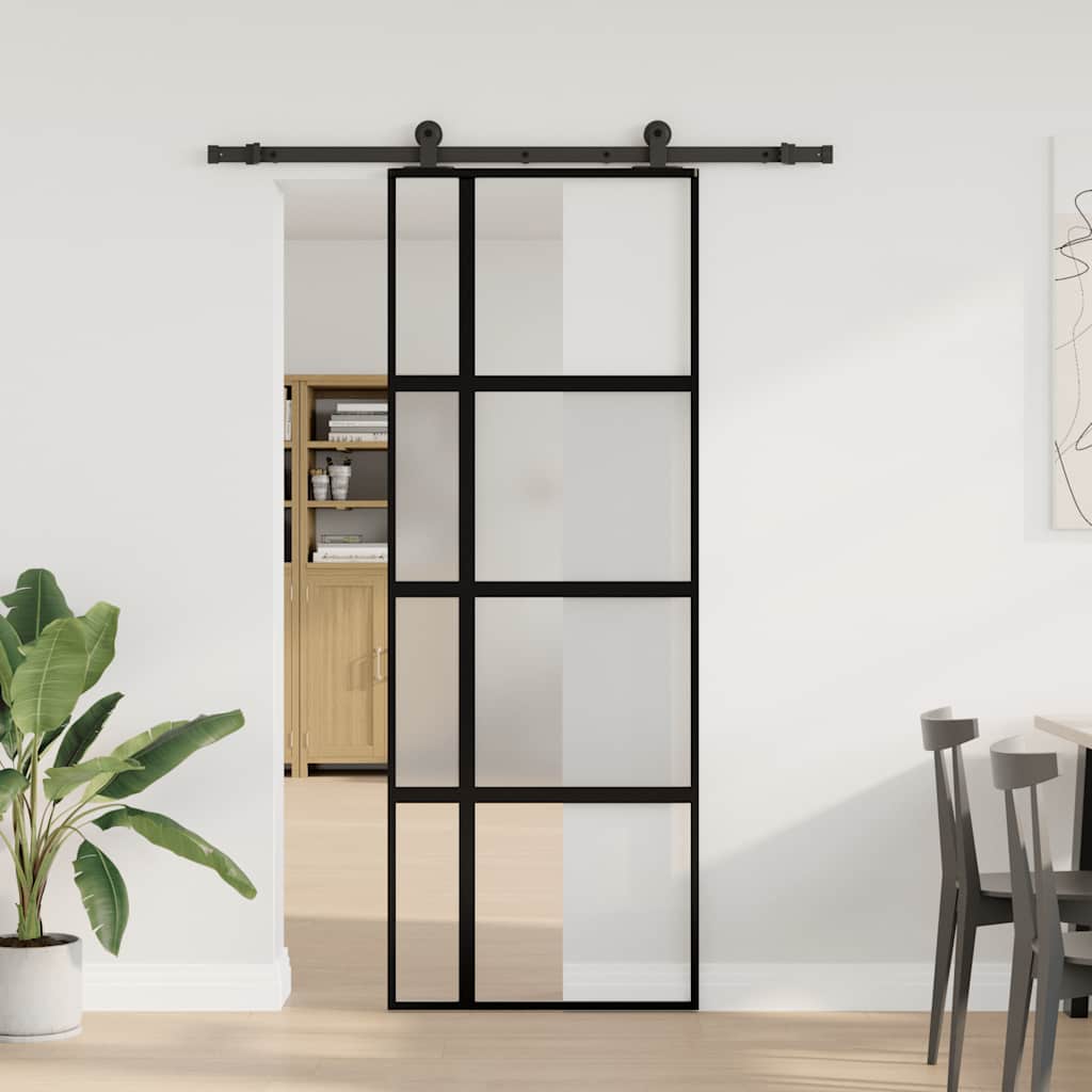 VidaXL porte coulissante avec ferrures 76x205 cm verre trempé et aluminium