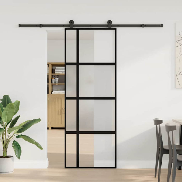VidaXL porte coulissante avec ferrures 76x205 cm verre trempé et aluminium