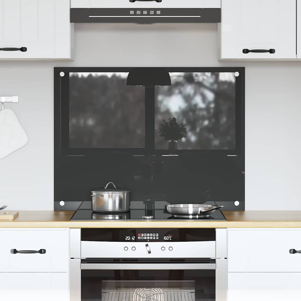 Vidaxxl crédence de cuisine gris foncé 80 x 60 cm verre trempé