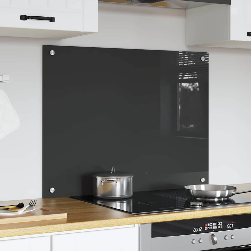 Vidaxxl crédence de cuisine gris foncé 80 x 60 cm verre trempé