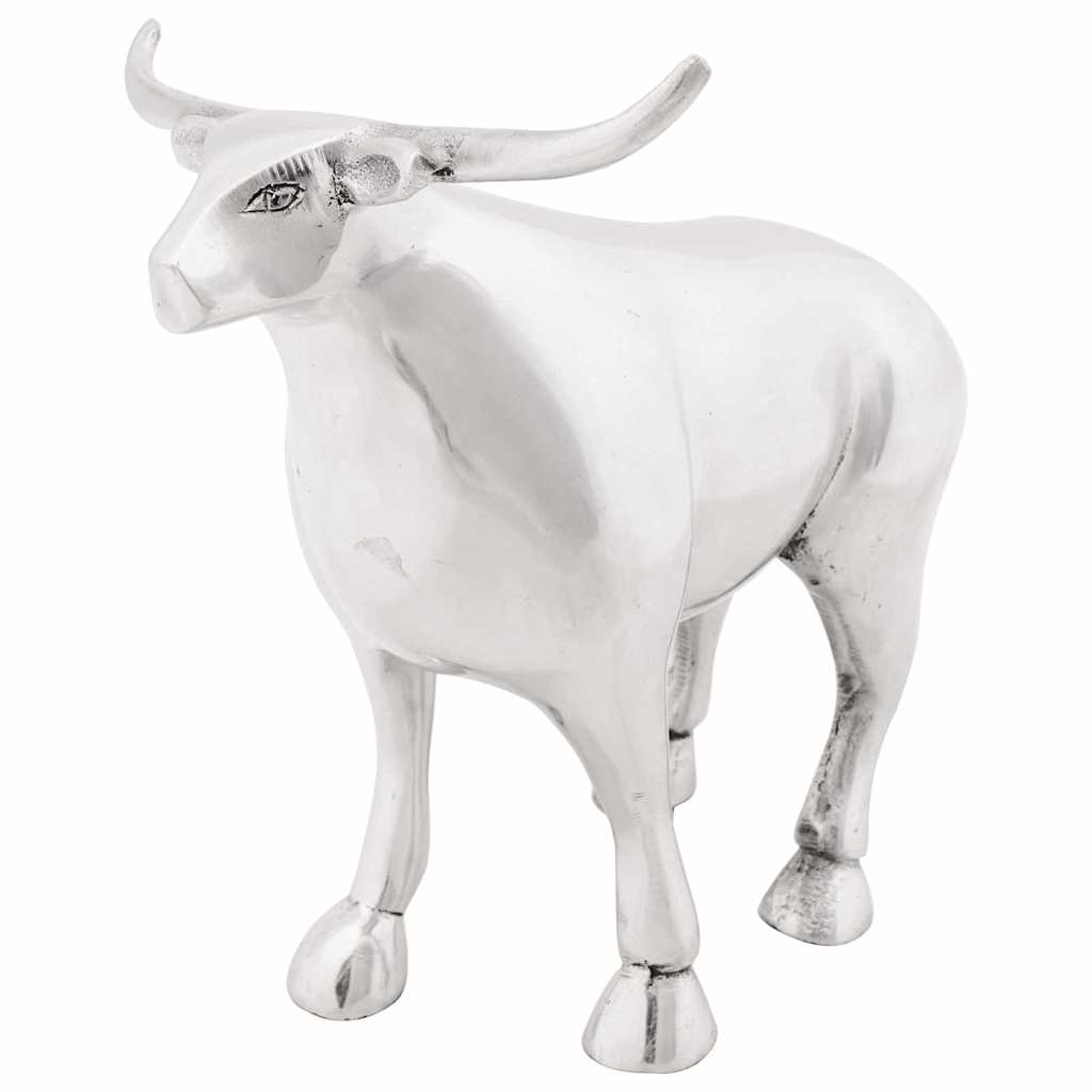 Vidaxx sculpture taureau argent 20 x 17 x 23 cm aluminium