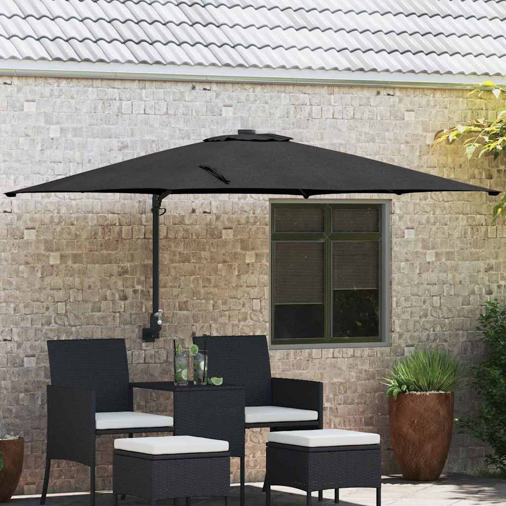 Vidaxxl parasol de jardin noir 248,5 x 247,5 x 160 cm polyester et acier