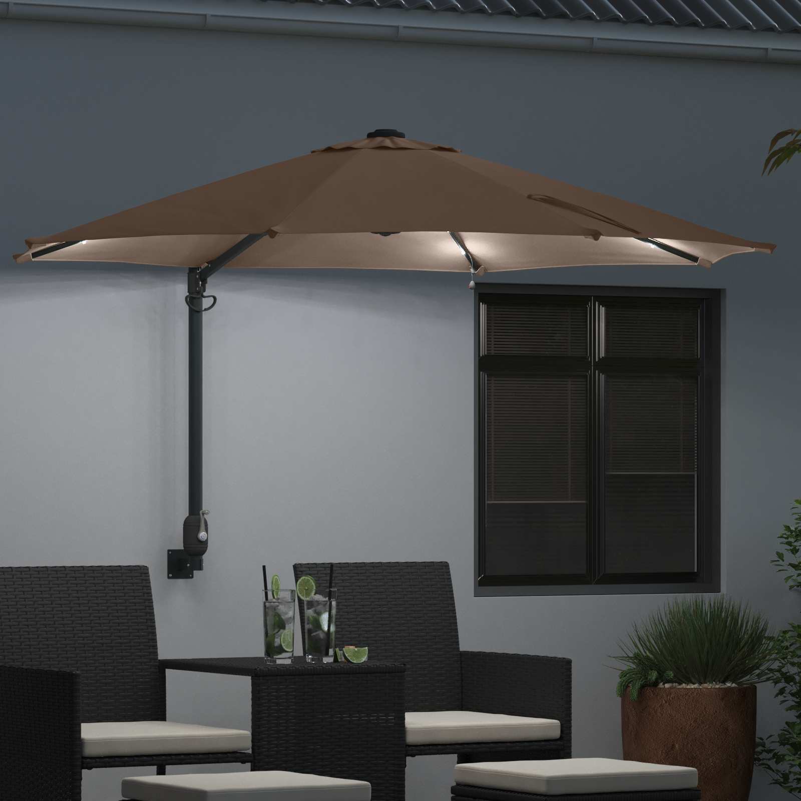 Vidaxx parasol de jardin taupe 248 x 248 x 148 cm polyester et acier