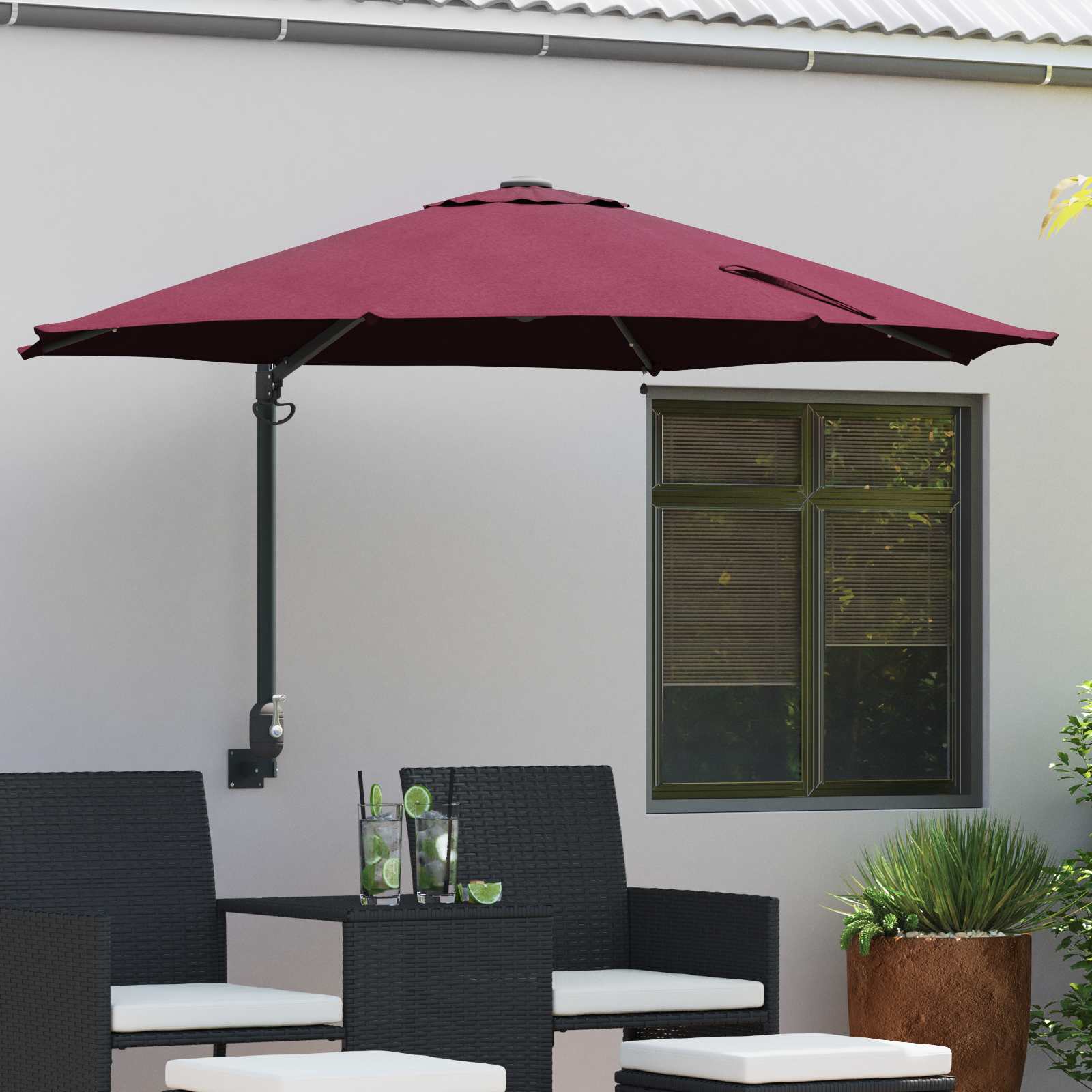 Vidaxxl parasol de jardin rouge bordeaux 248 x 248 x 148 cm polyester et acier