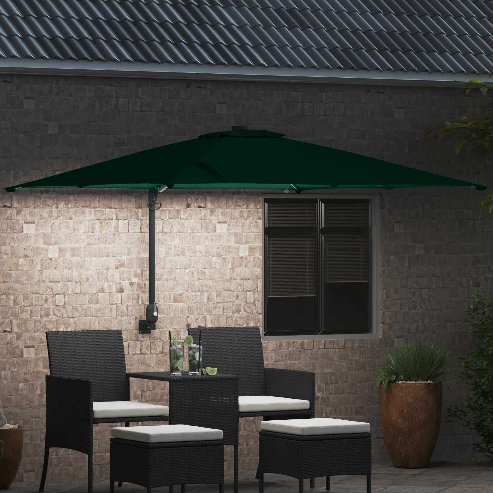 Vidaxxl parasol de jardin vert 248,5 x 247,5 x 160 cm polyester et acier