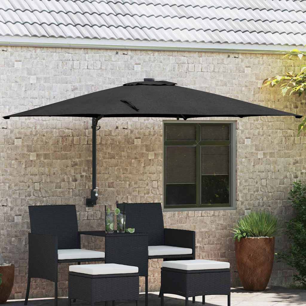 Vidaxxl parasol de jardin noir 248,5 x 247,5 x 160 cm polyester et acier