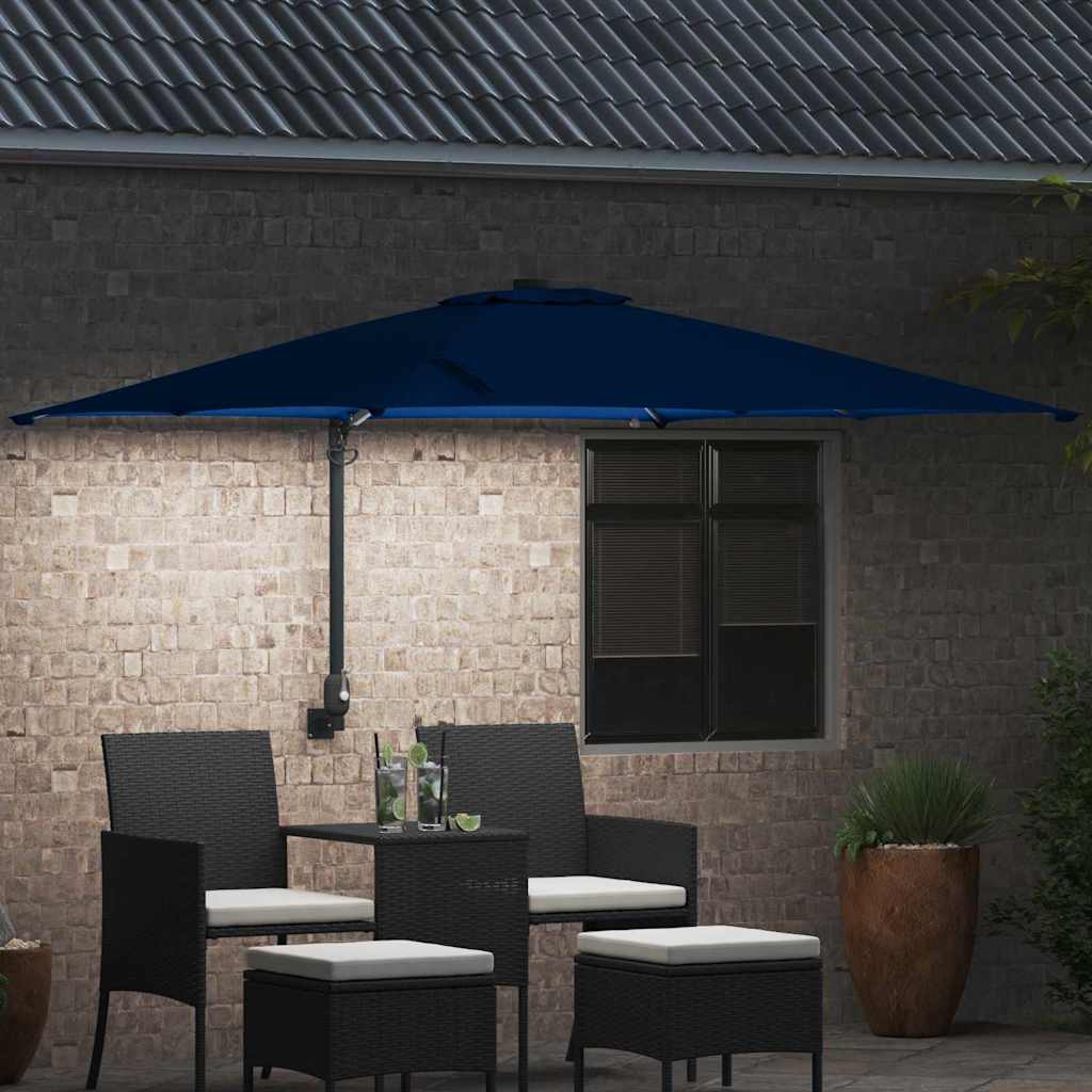 Vidaxxl parasol de jardin bleu azur 248,5 x 247,5 x 160 cm polyester et acier