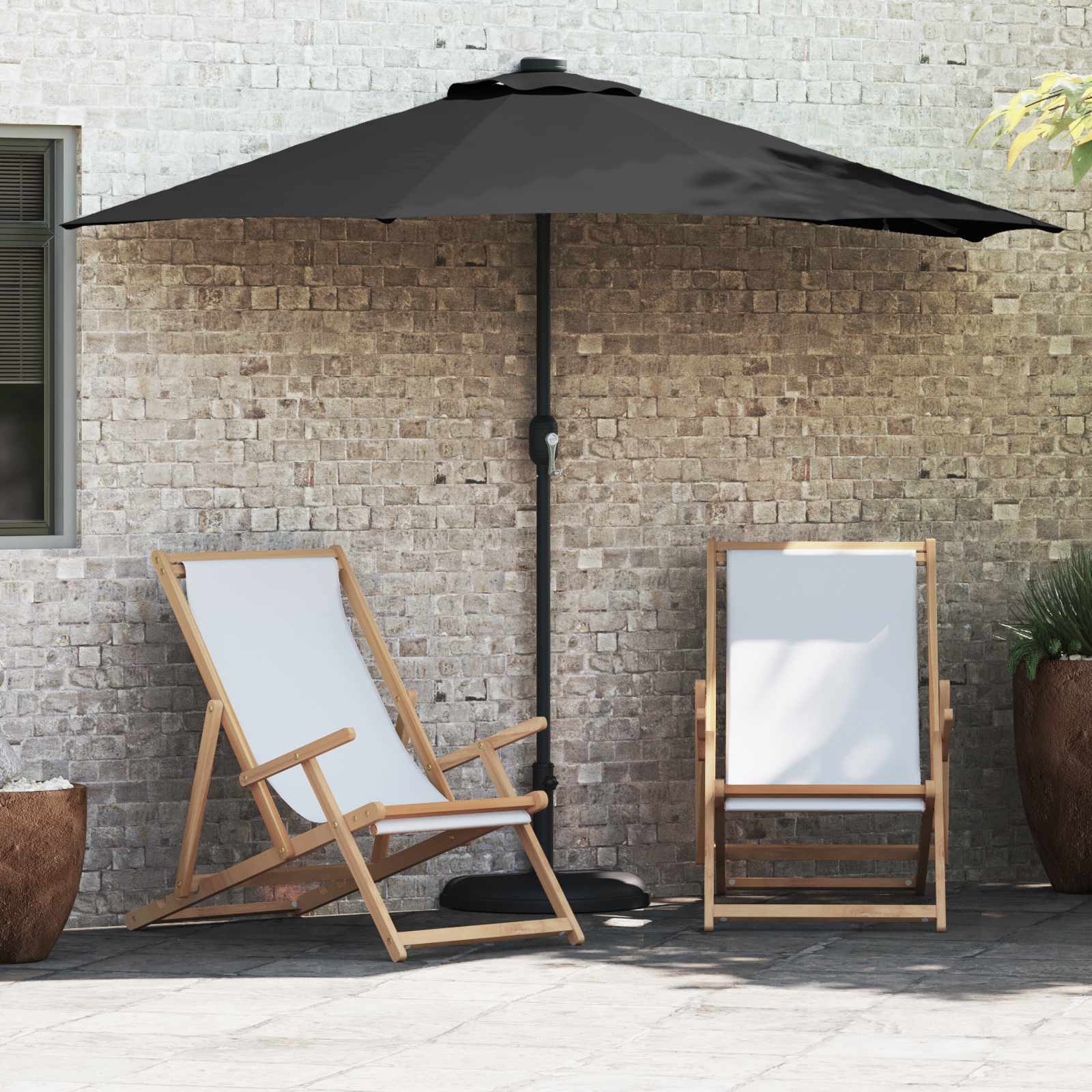 Vidaxx parasol de jardin noir 294 x 150 x 224 cm polyester et acier