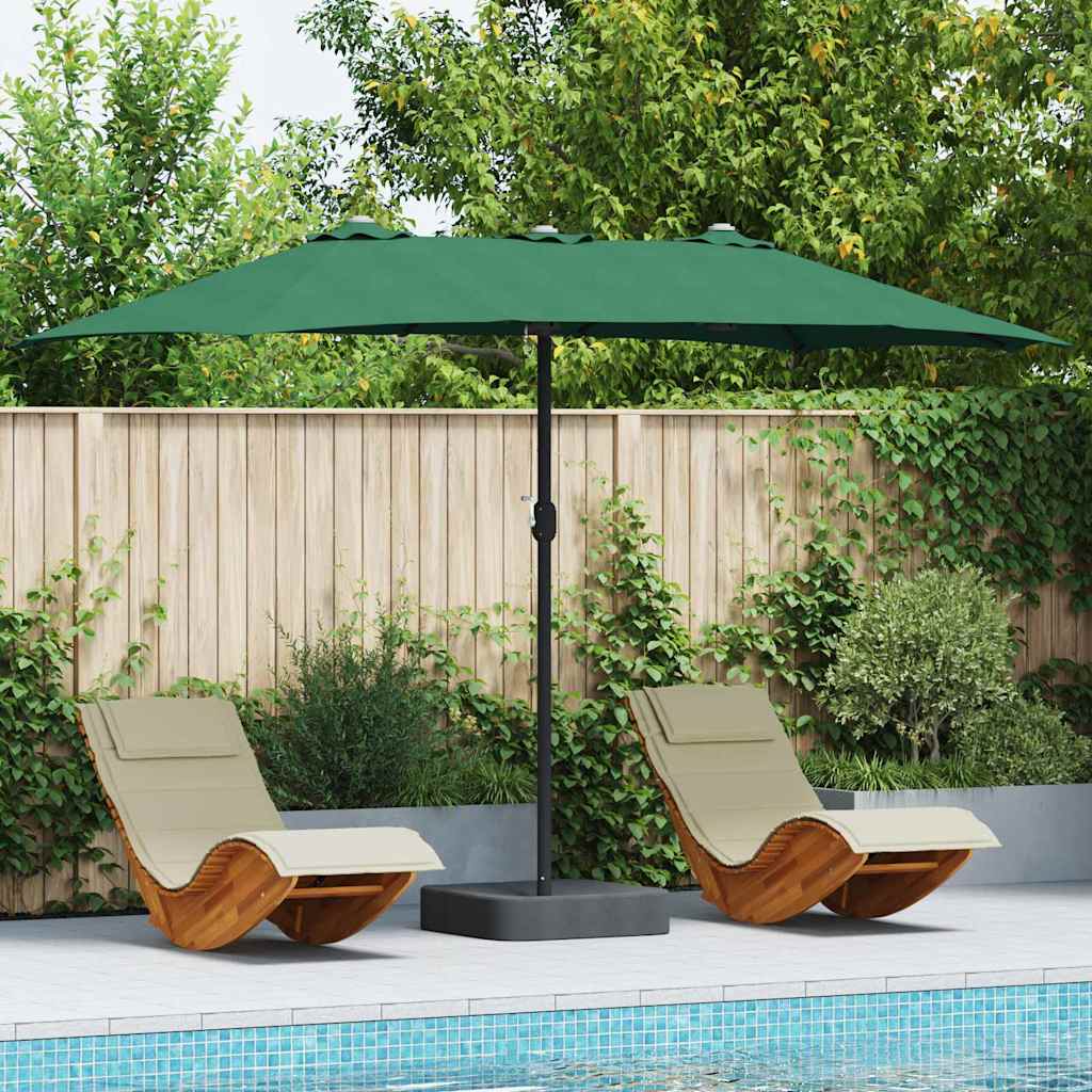 Vidaxxl parasol de jardin vert 385 x 209 x 244 cm polyester et acier