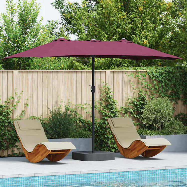 Vidaxxl parasol de jardin rouge bordeaux 385 x 209 x 244 cm polyester et acier