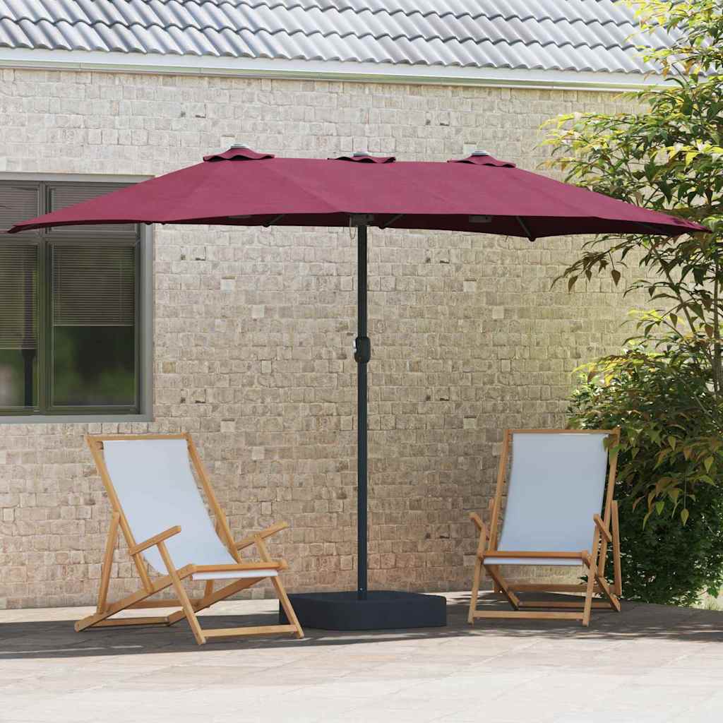 Vidaxxl parasol de jardin rouge bordeaux 385 x 209 x 244 cm polyester et acier