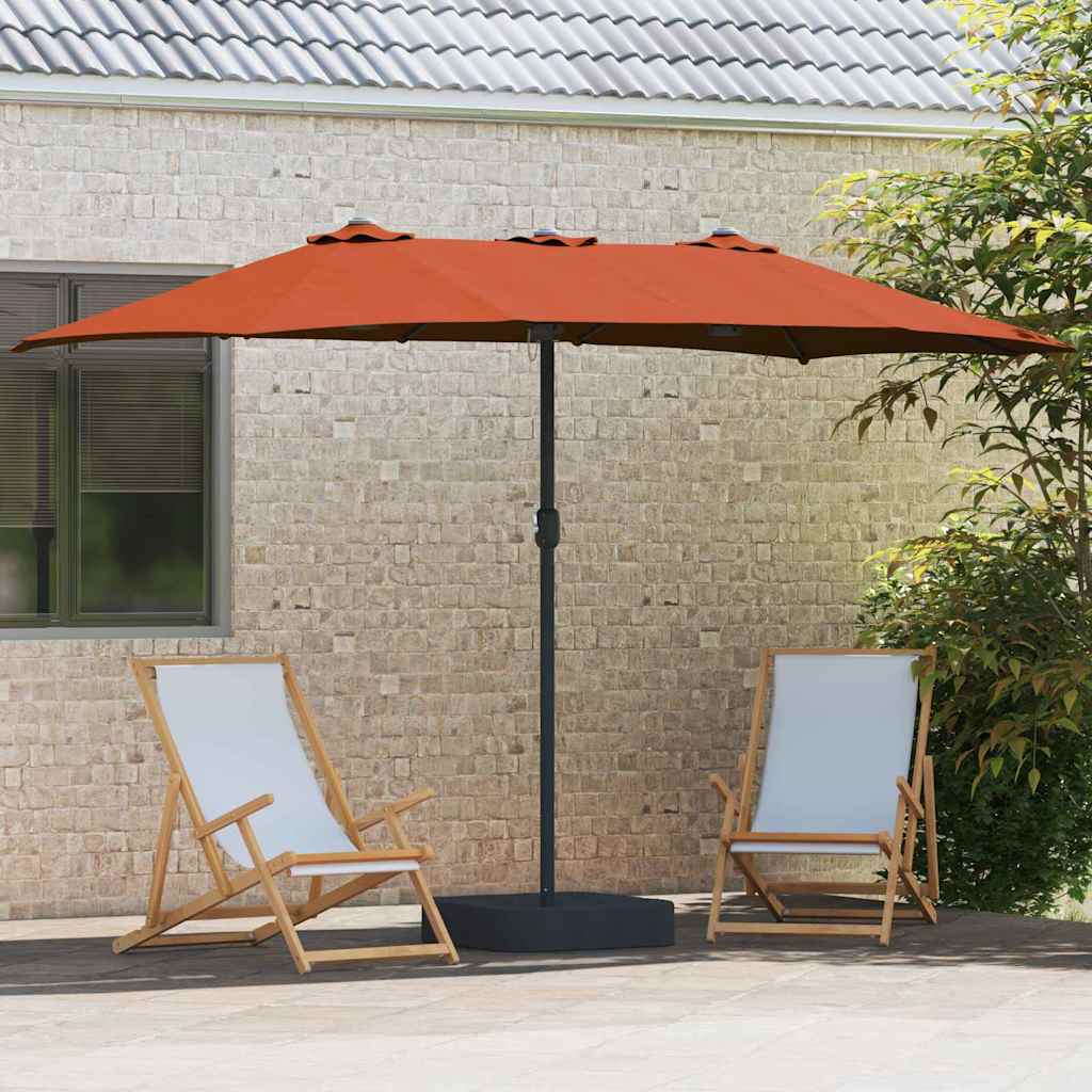 Vidaxxl parasol de jardin terre cuite 385 x 209 x 244 cm polyester et acier