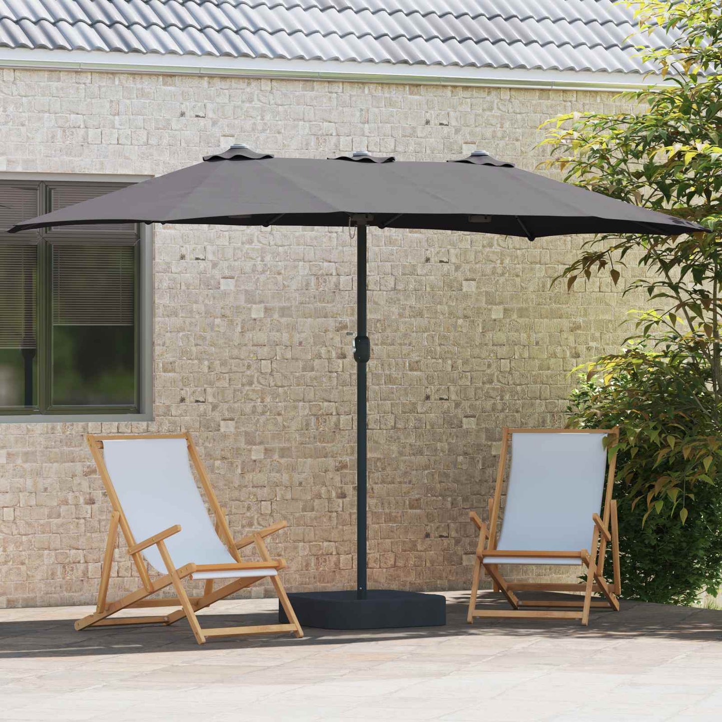 Vidaxl parasol de jardin anthracite 385 x 209 x 244 cm polyester