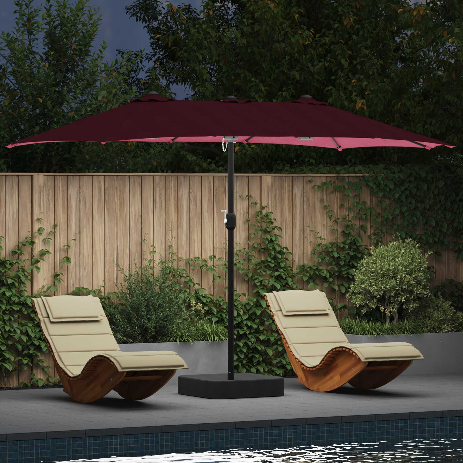 Vidaxx parasol de jardin rouge bordeaux 385 x 209 x 244 cm polyester