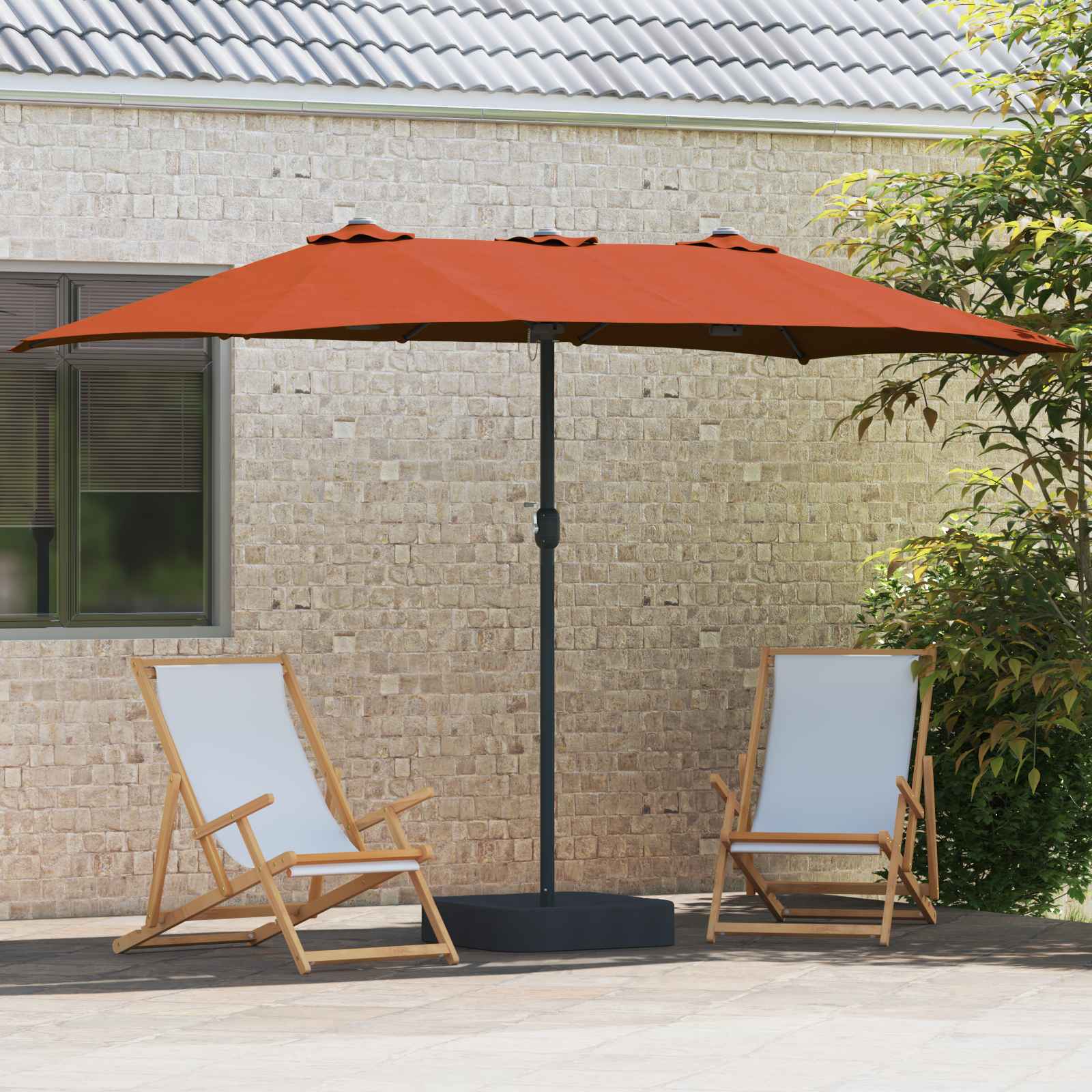 Vidaxxl parasol de jardin terre cuite 385 x 209 x 244 cm polyester