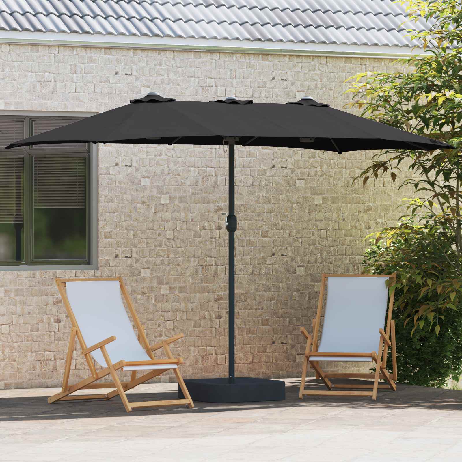 Vidaxx parasol de jardin noir 385 x 209 x 244 cm polyester